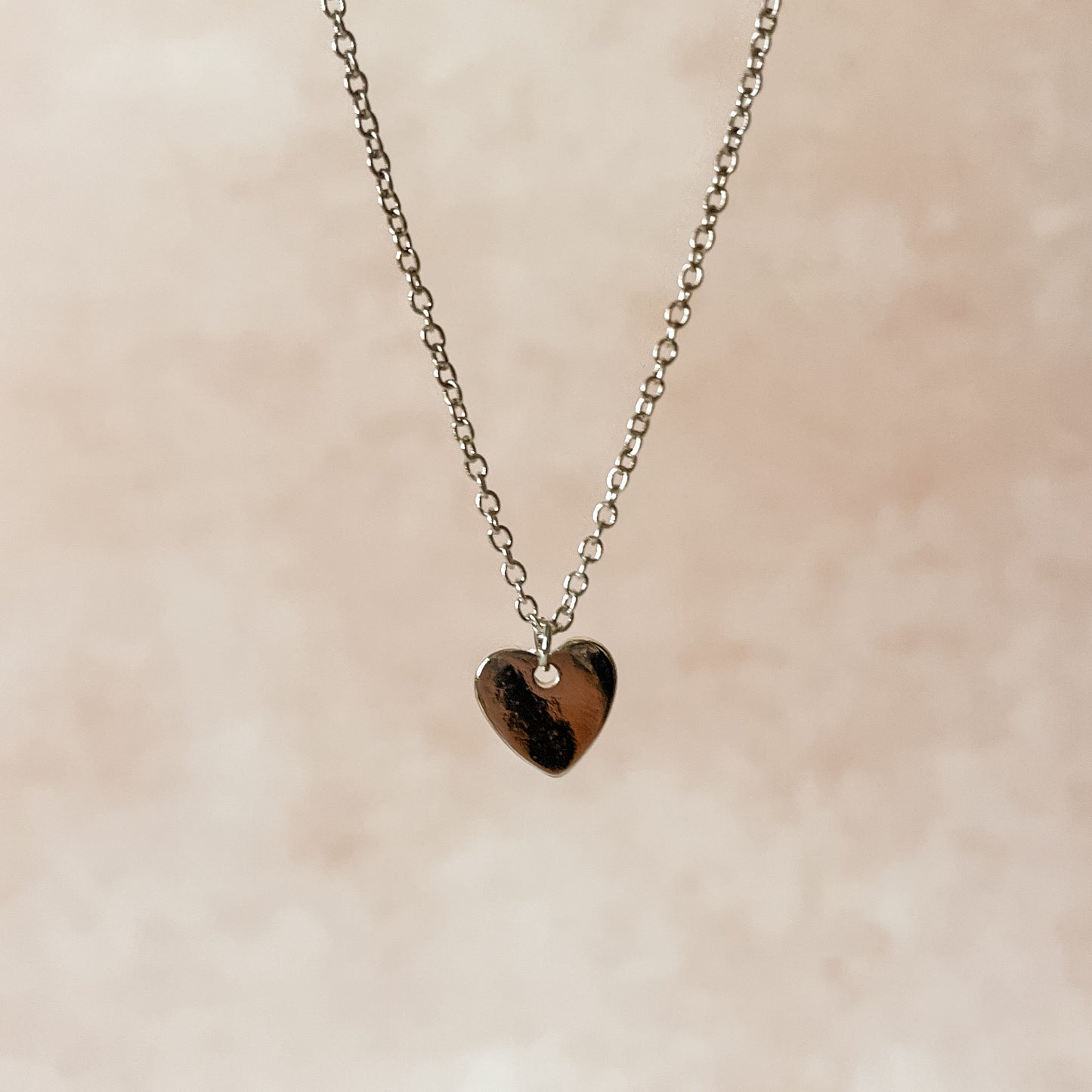 Heart Charm Necklace / Heart Sterling Silver Dipped Necklace Adjustable 16-18”