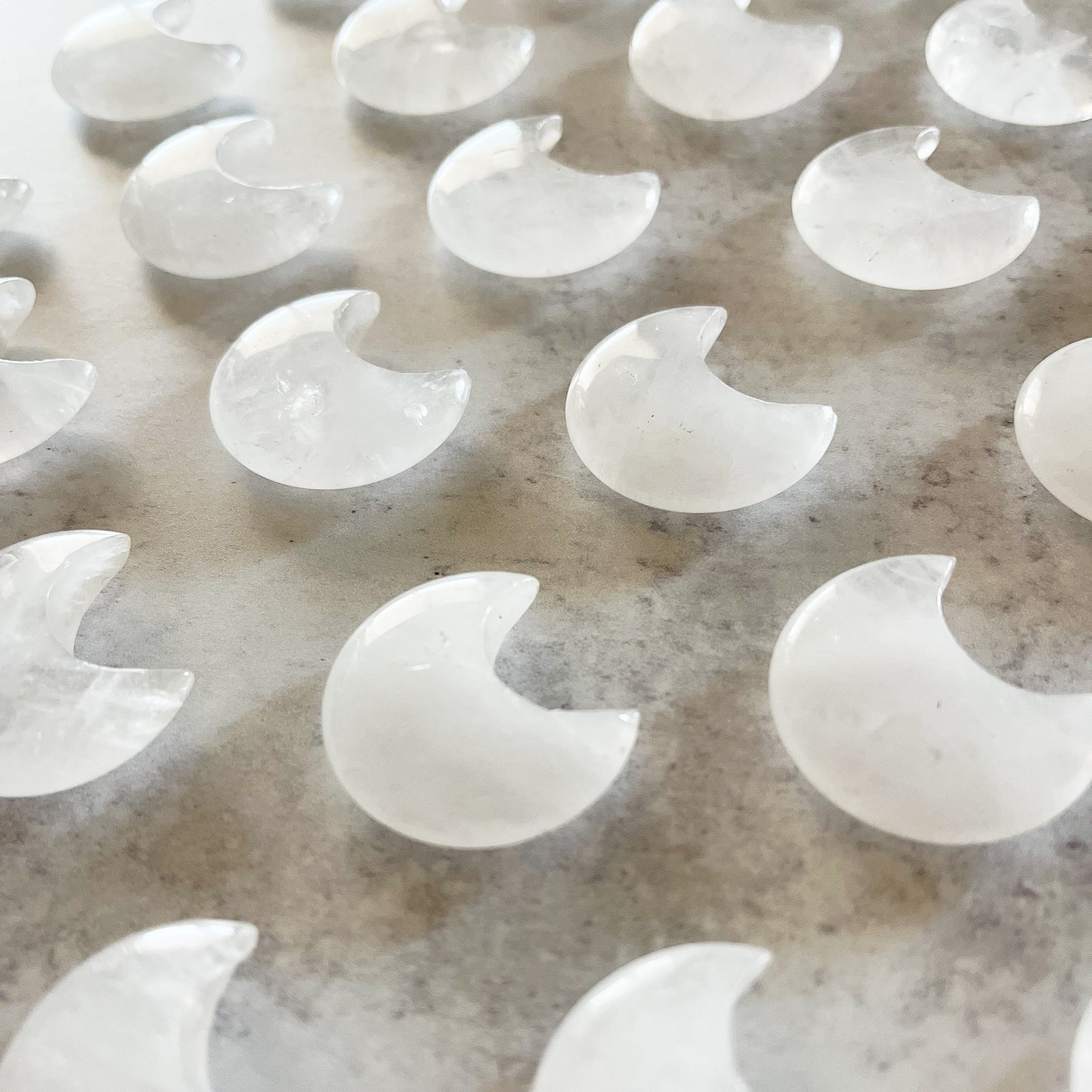 Clear quartz moon crystals
