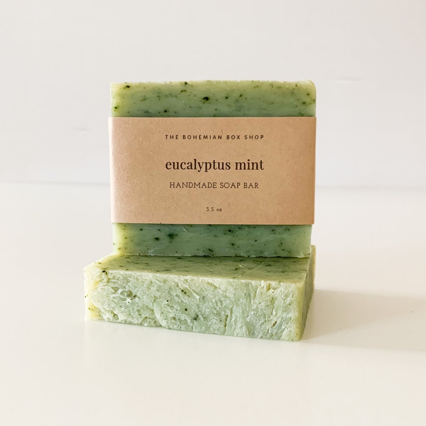 eucalyptus mint soap 3.5oz with brown Kraft label.