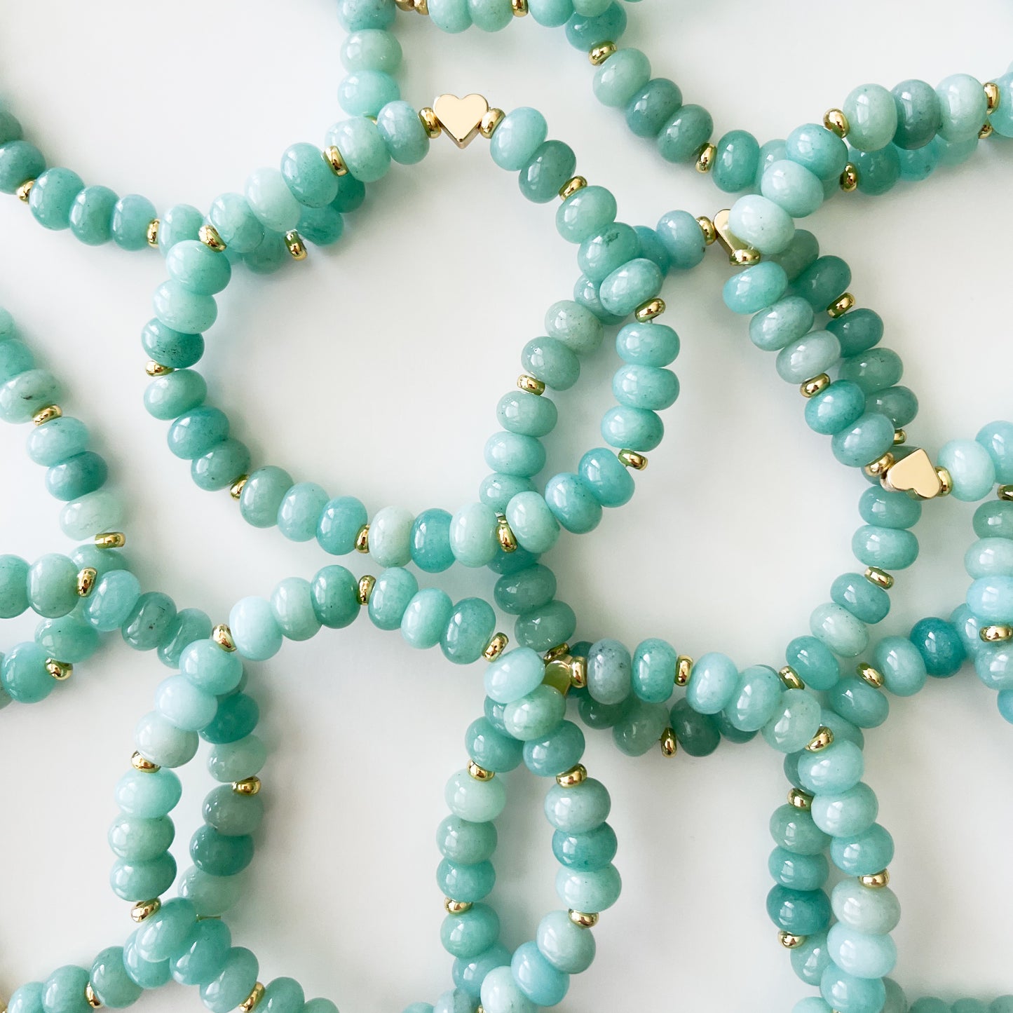Natural Green Amazonite Rondelle Boho Bead Bracelet