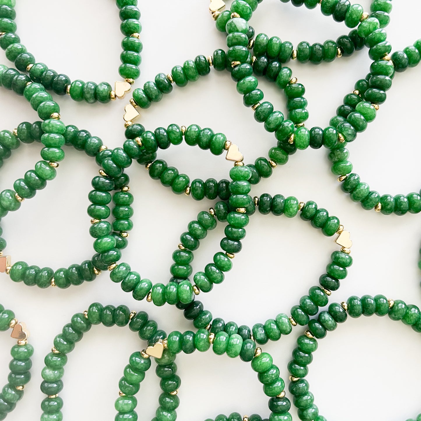 Emerald Green Dyed Jade Rondelle Boho Bead Bracelet