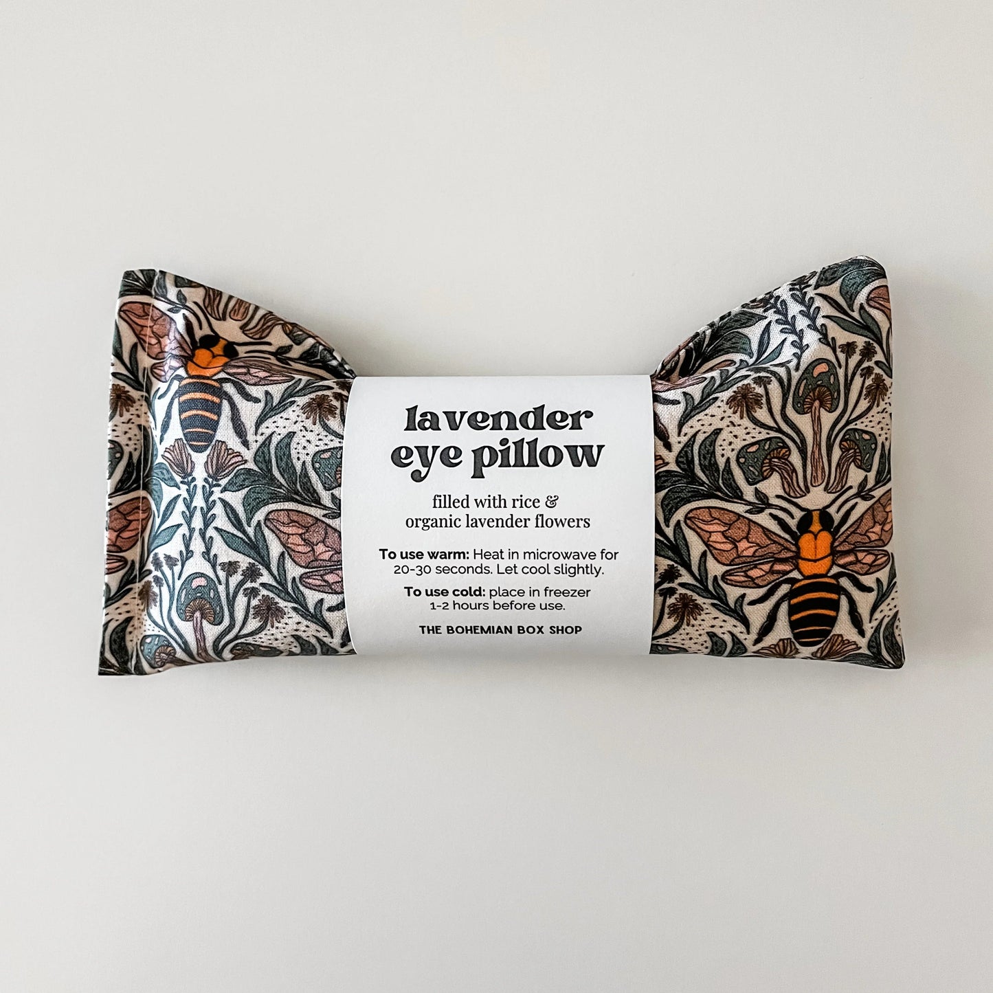 Boho Bees and Mushrooms Lavender Eye Pillow 
