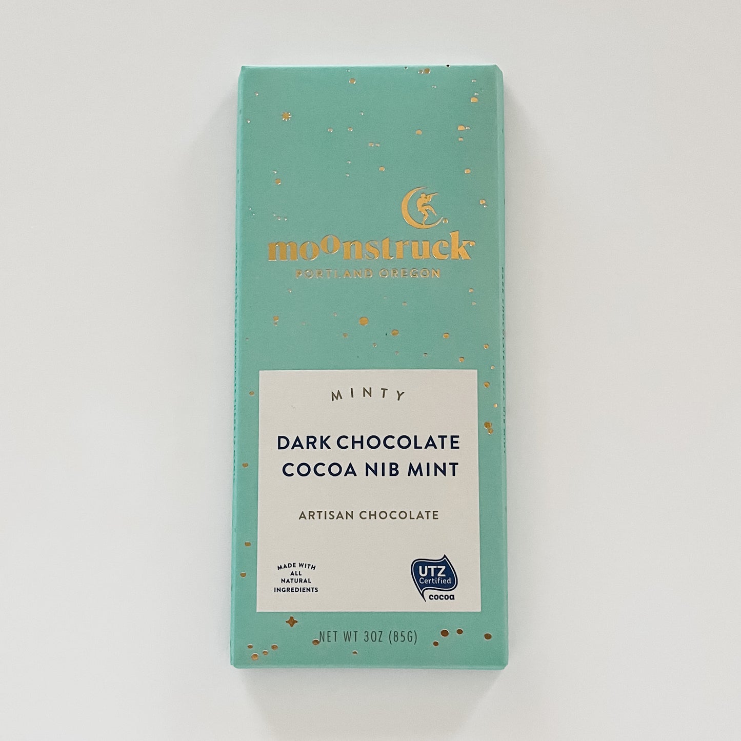 Moonstruck Dark Chocolate Cocoa Nib Mint Bar / Minty Artisan Choclate Bar