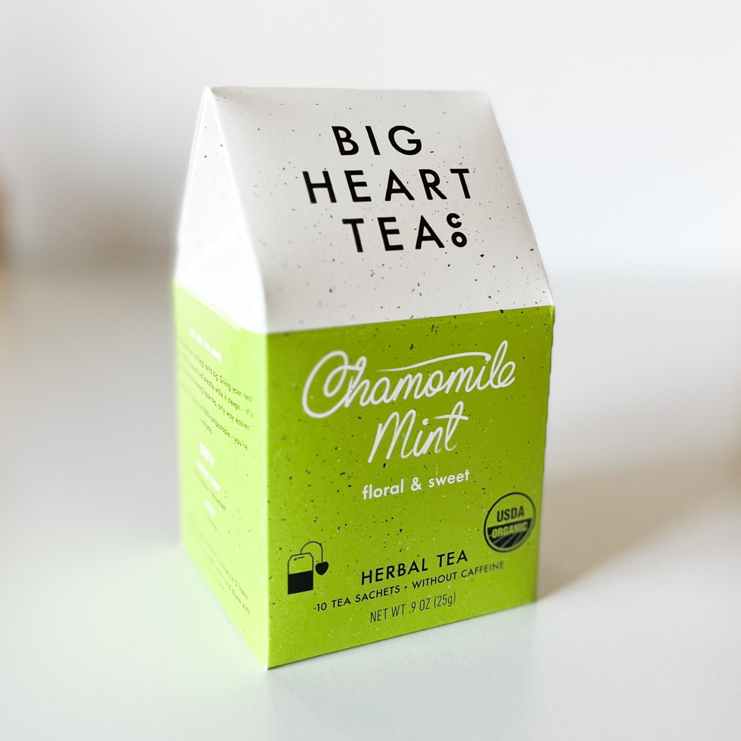 big heart tea co chamomile mint herbal tea, 10 tea sachets 