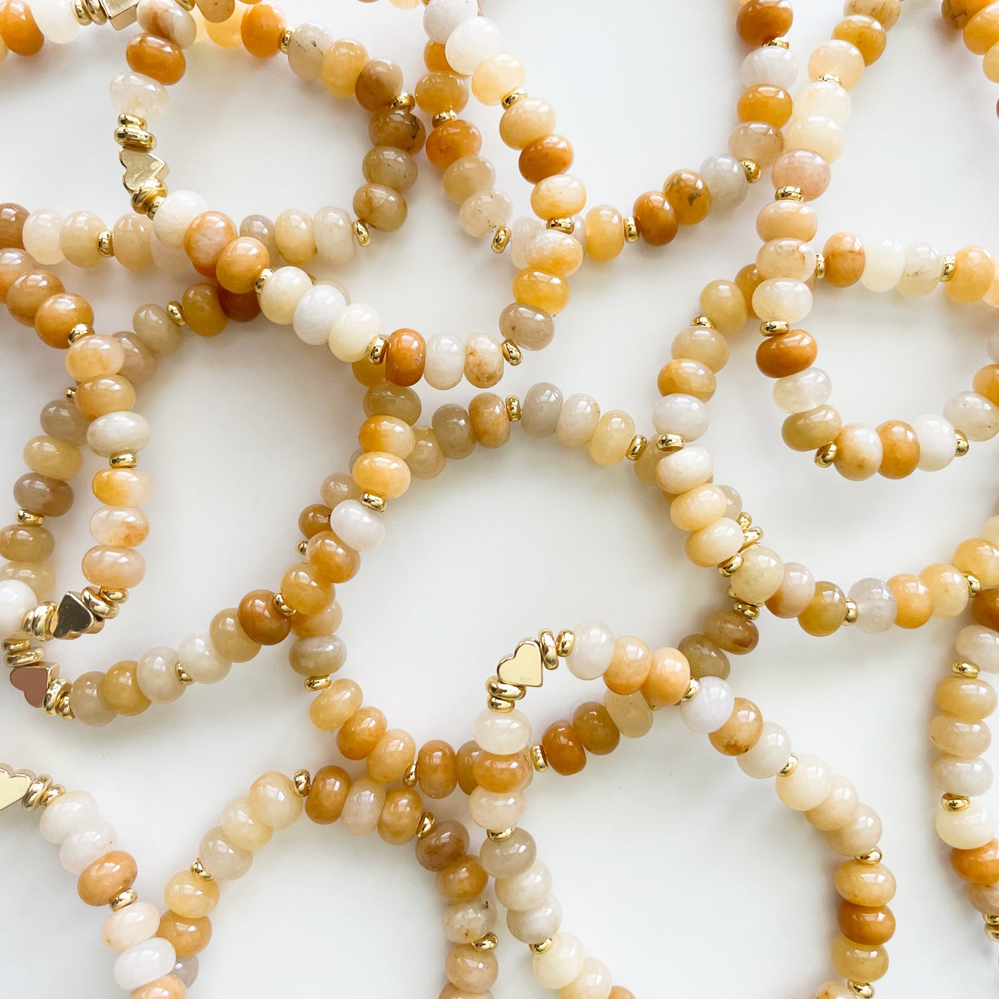 Natural Yellow Jade Rondelle Boho Bead Bracelet