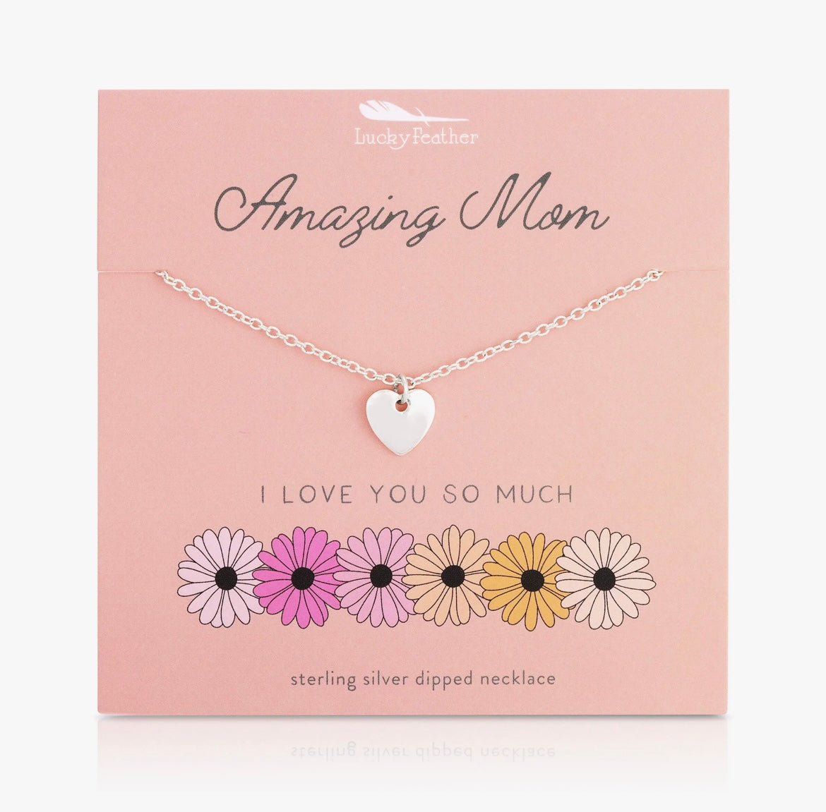 Amazing Mom Sterling Silver Dipped Necklace, Lucky Feather Brand