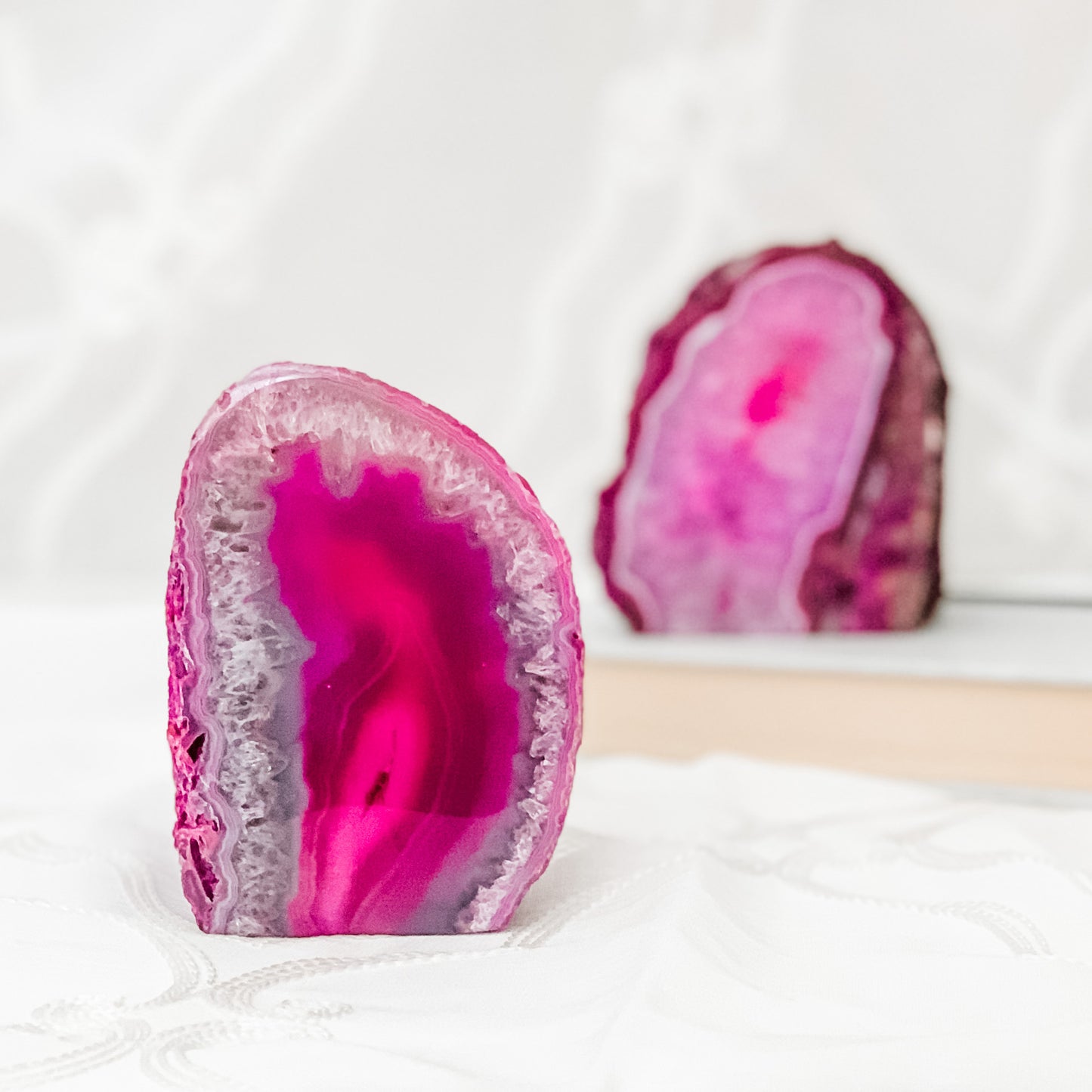 Pink Agate Candle Holder - Crystal Decor