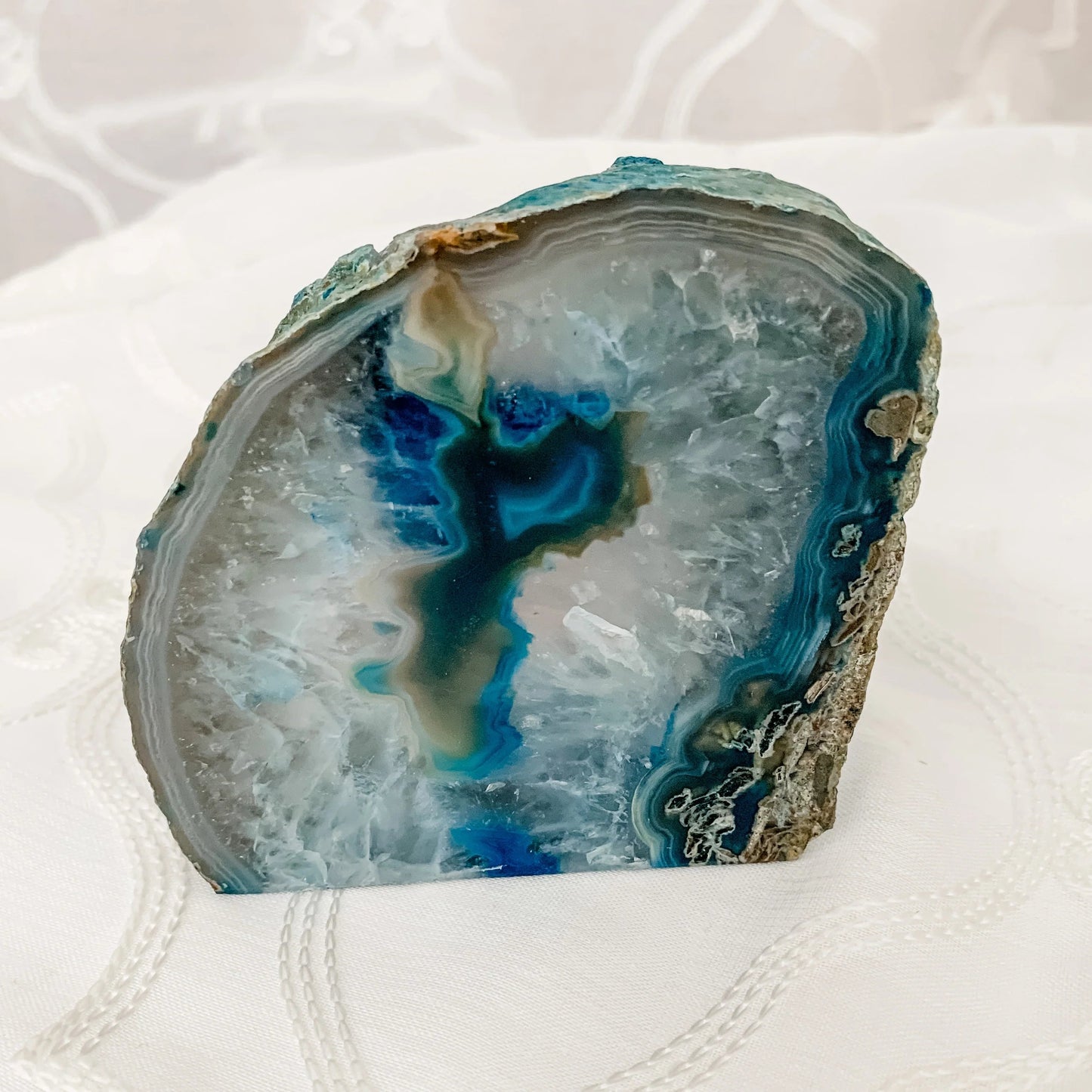 Teal Agate Candle Holder - Crystal Decor