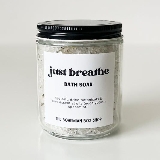 Just Breathe - Eucalyptus Mint Bath Soak 8oz Glass Jar