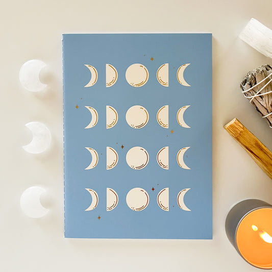 Light Blue Moon Phase Lined Journal 