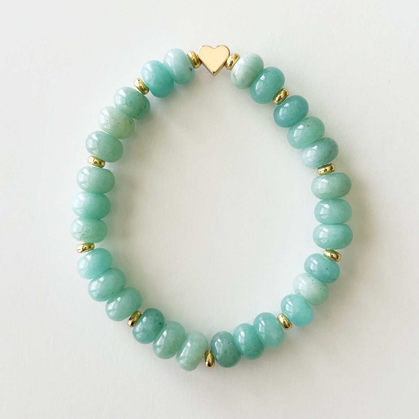 Natural Green Amazonite Rondelle Boho Bead Bracelet