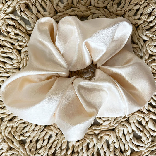 Extra large, silky ivory scrunchie ￼