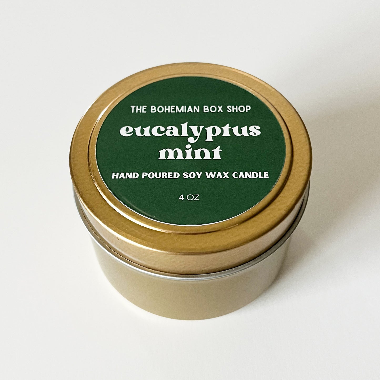 Eucalyptus Mint 4oz Gold Tin Candle