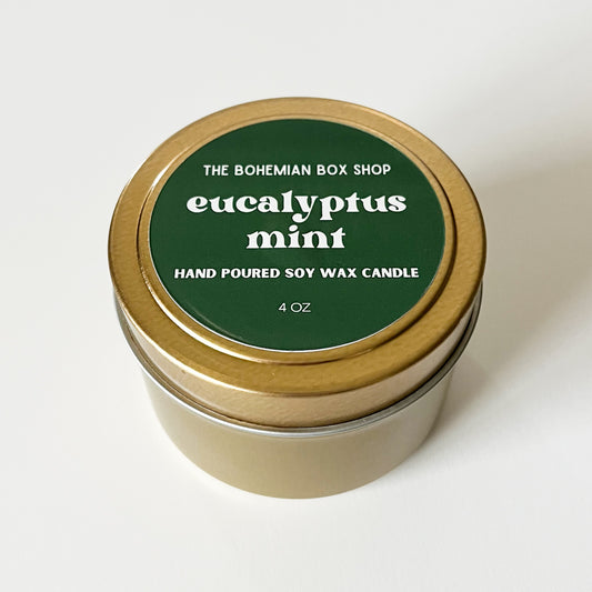 Eucalyptus Mint 4oz Gold Tin Candle