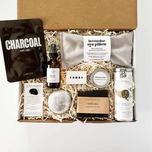 Gender Neutral Grounding Gift Set for Men or Women. Includes gray, black and white self-care items ￼