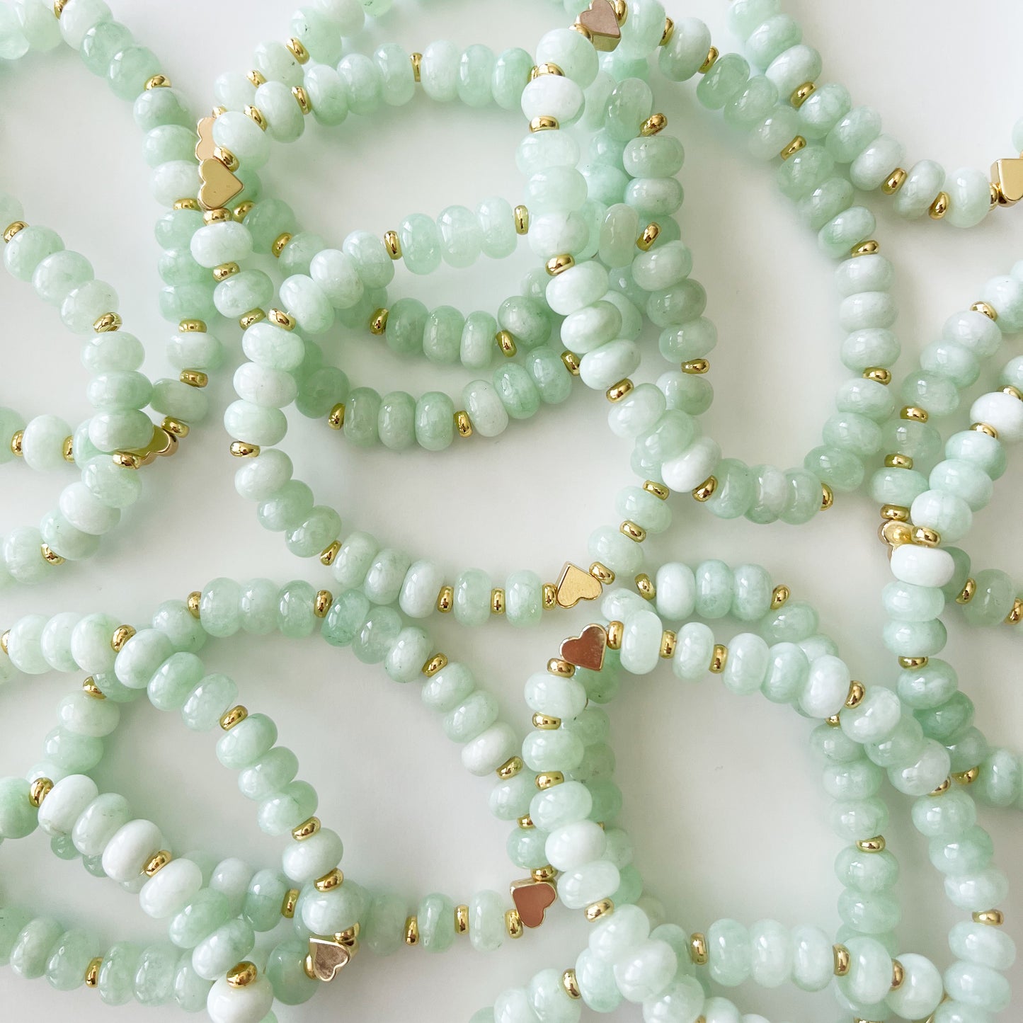 Mint Green Dyed Jade Rondelle Boho Bead Bracelet