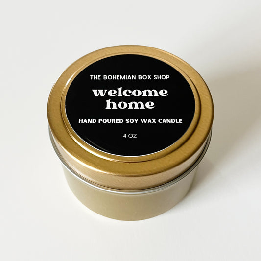 Welcome Home 4oz Gold Tin Candle