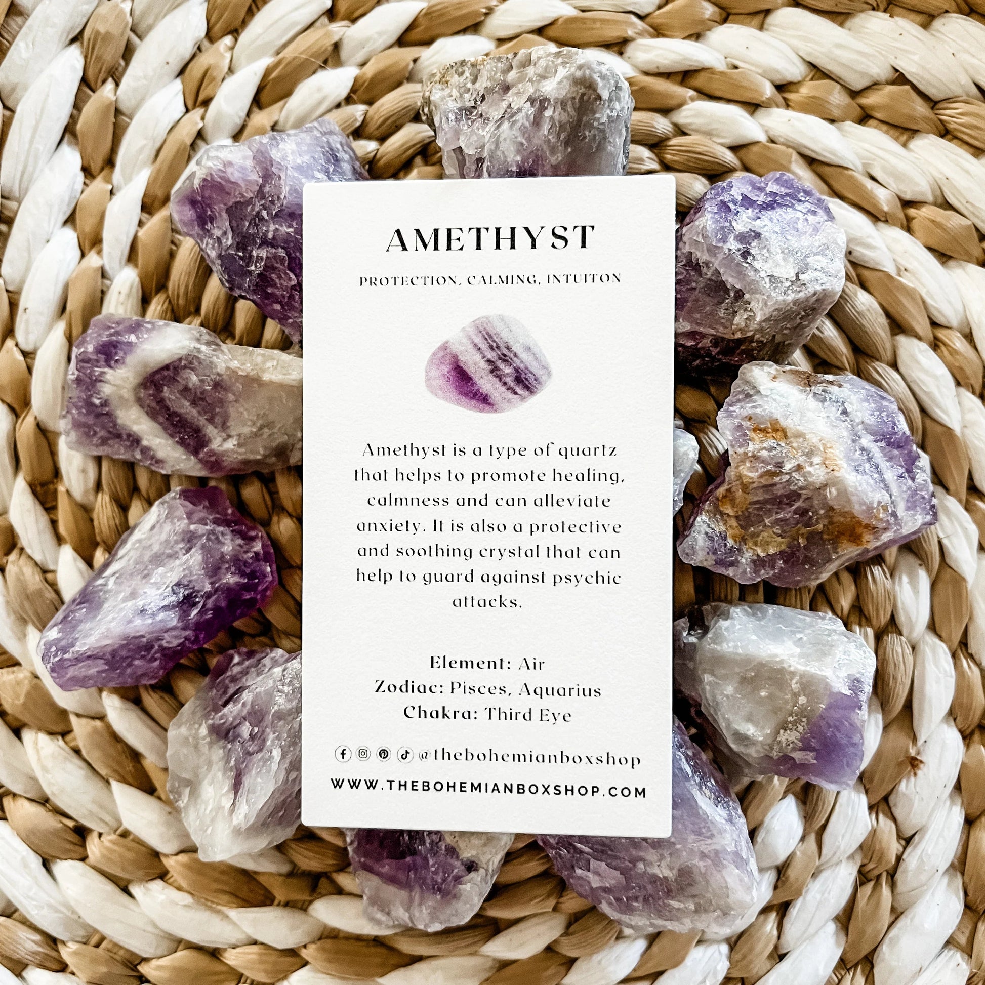 Rough Raw Amethyst Stone with complementary keepsake information card