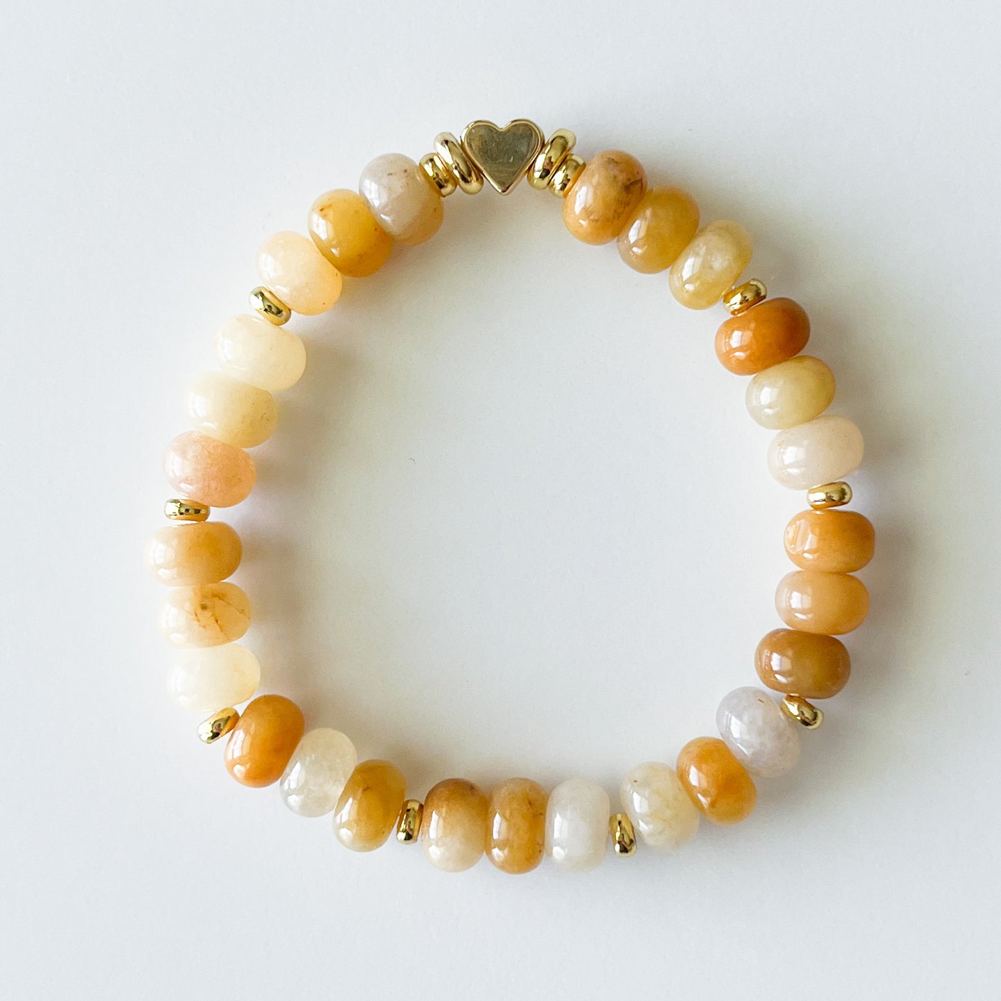 Natural Yellow Jade Rondelle Boho Bead Bracelet