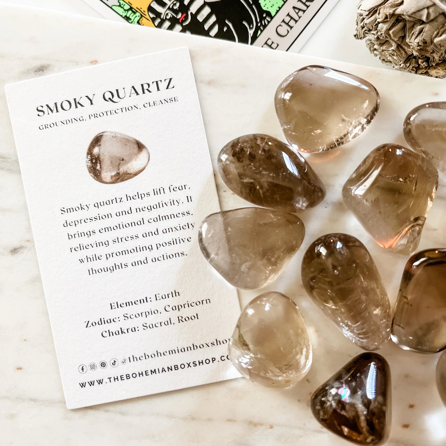 Smoky Quartz Tumbled Stone with complementary keepsake information card
