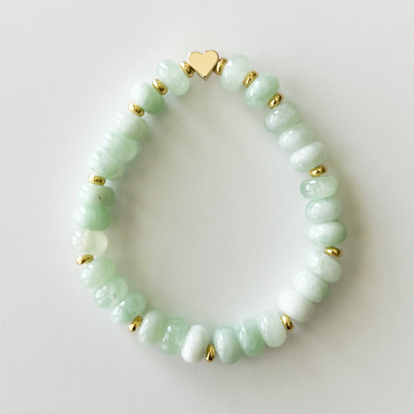 Mint Green Dyed Jade Rondelle Boho Bead Bracelet