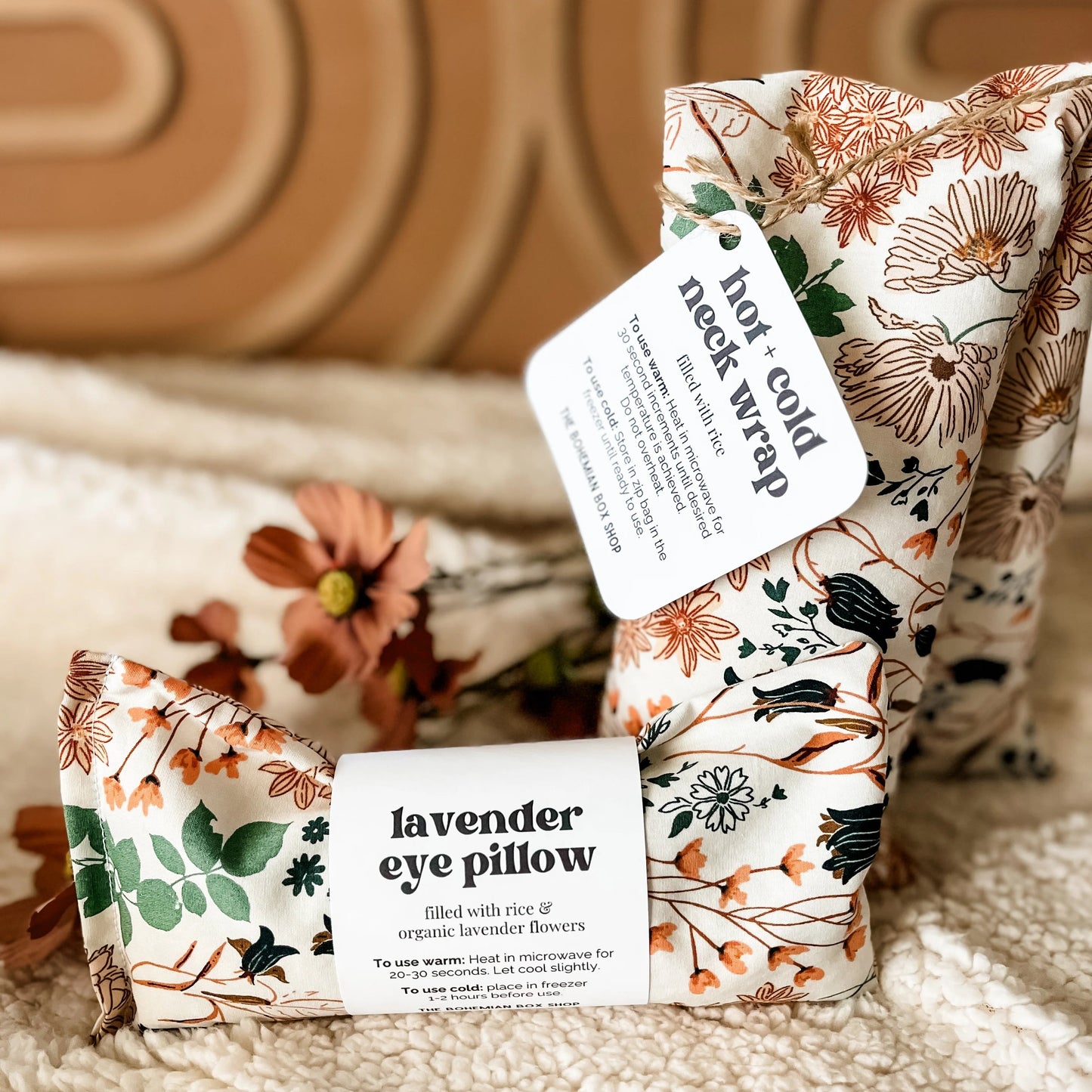Boho Lavender Eye Pillow - Hot and Cold Neck Wrap - Microwaveable Rice Packs