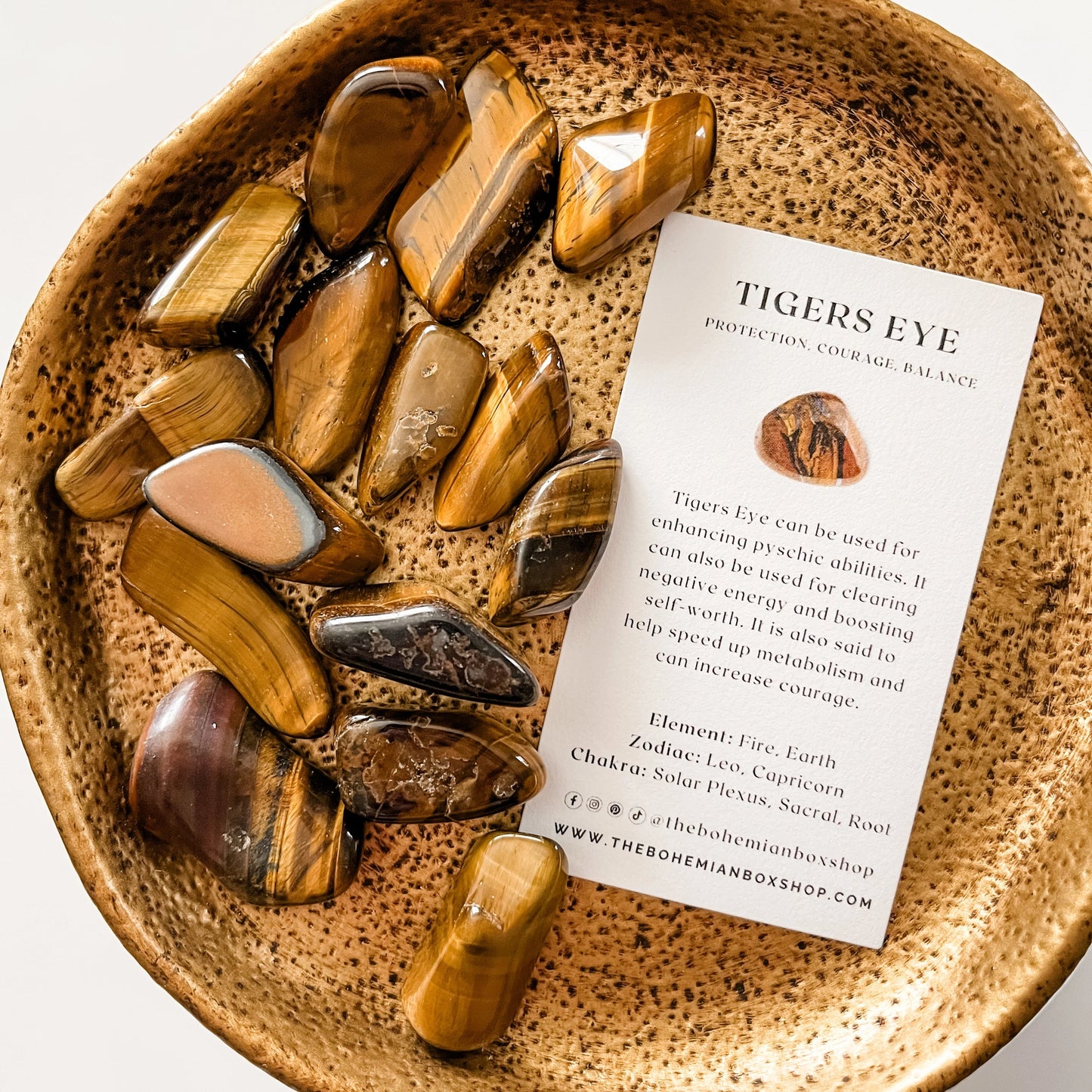 Tigers Eye Tumbled Stone with complementary keepsake information card
