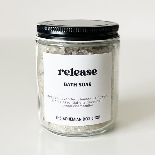Release - Lavender Chamomile Bath Soak 8oz Glass Jar