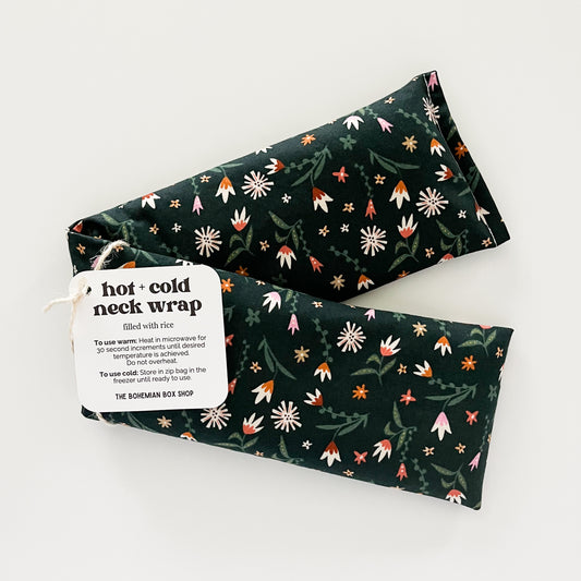 Hot and Cold Neck Wrap - Dark Green Floral