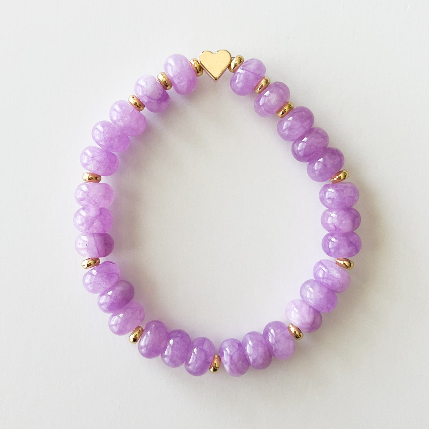Light Purple Dyed Jade Rondelle Boho Bead Bracelet