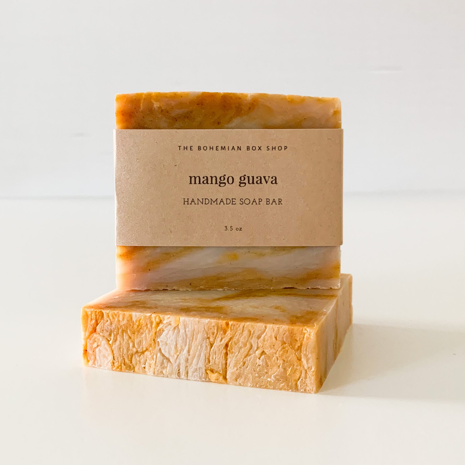 Mango guava soap with brown Kraft label ￼