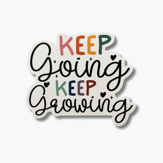 Keep going keep growing sticker in colorful font