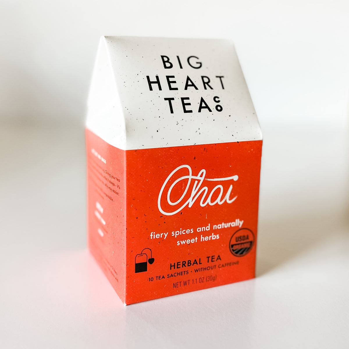 big heart tea co chai herbal tea, 10 tea sachets 