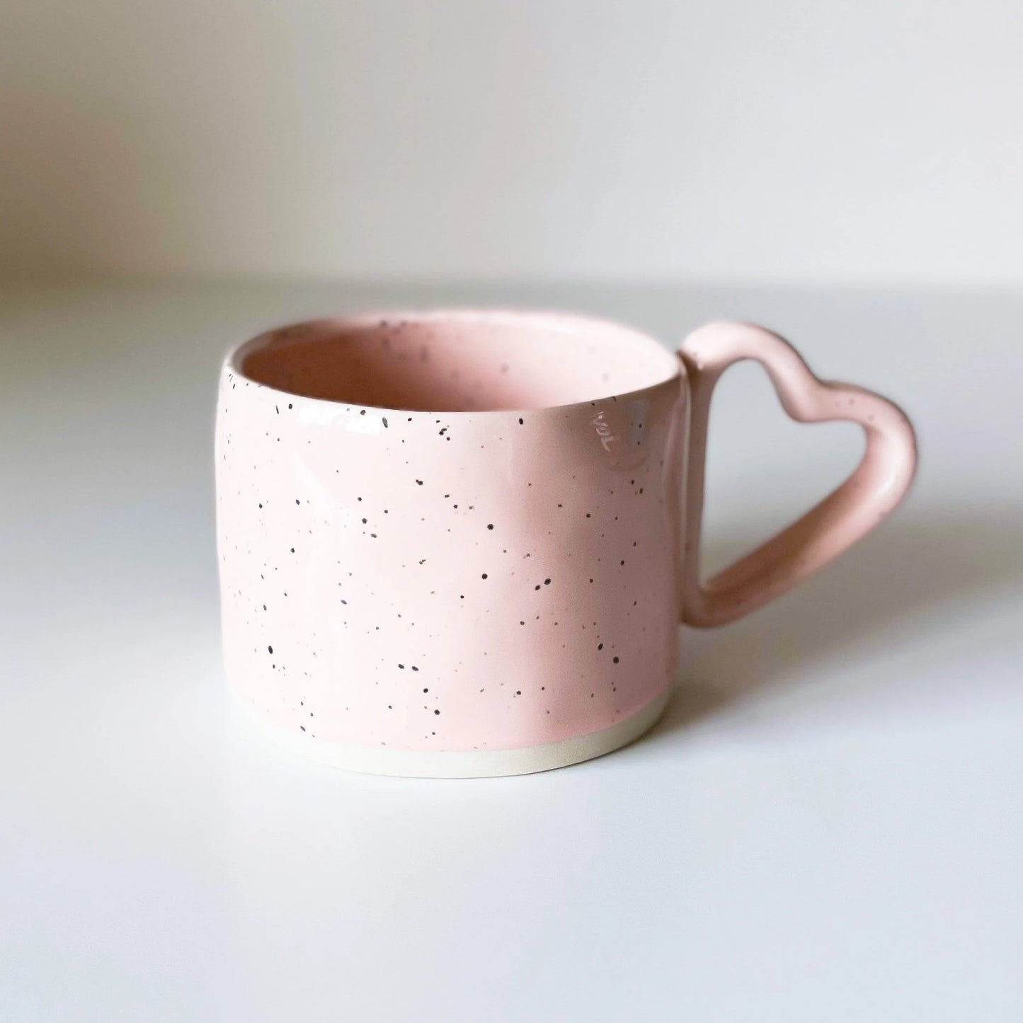 Pink Speckled Heart Shaped Handle Mug / Stoneware Mug / Cup Of Love / You Are Loved Gift