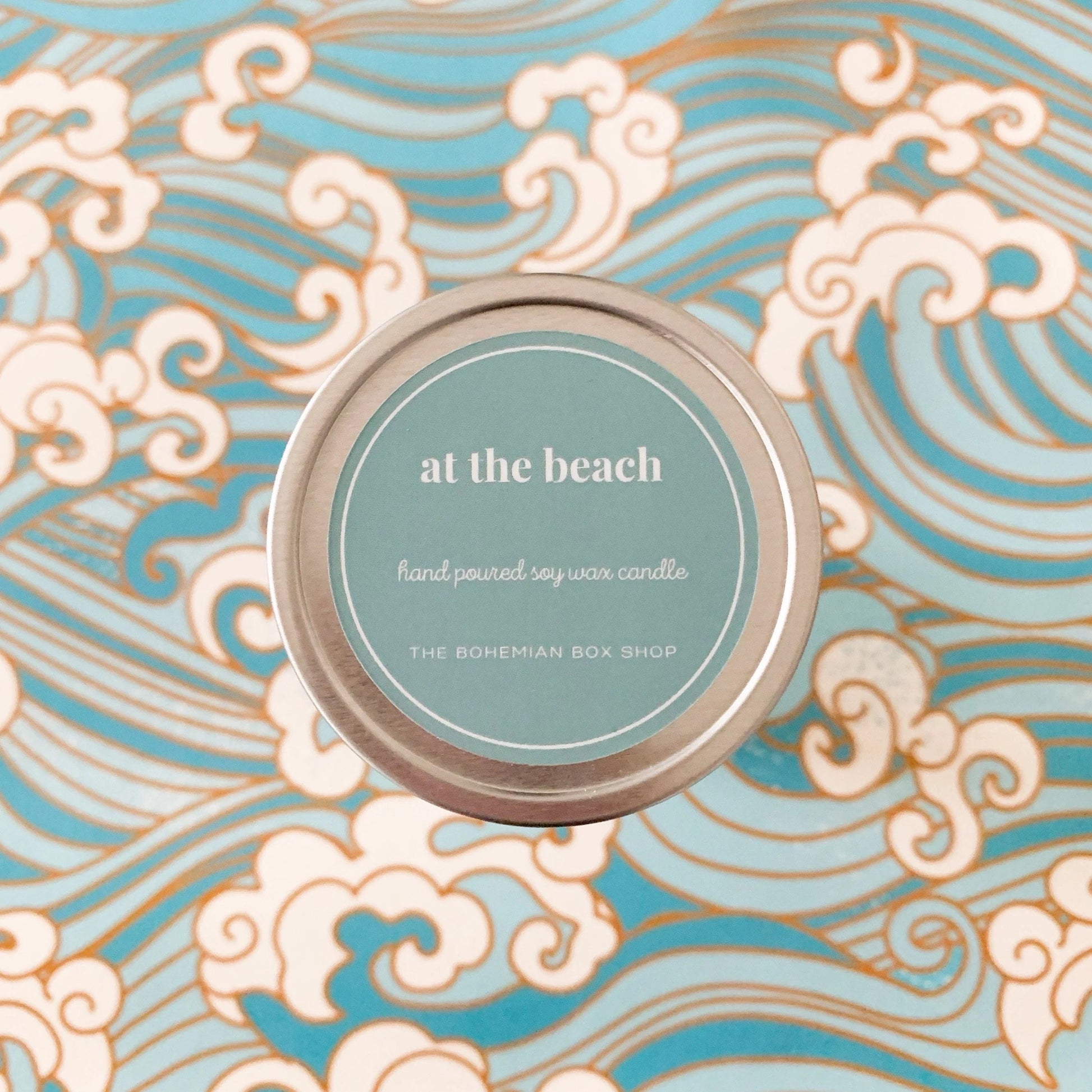 at the beach 4oz tin soy candle