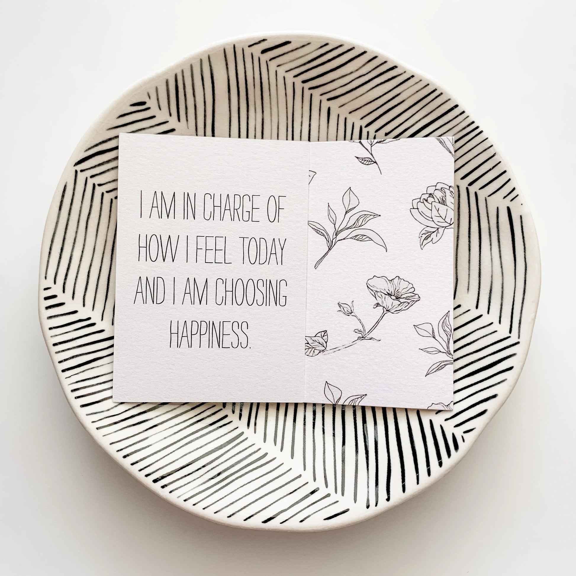 I am in charge of how I feel today, and I am choosing happiness Boho affirmation card.
