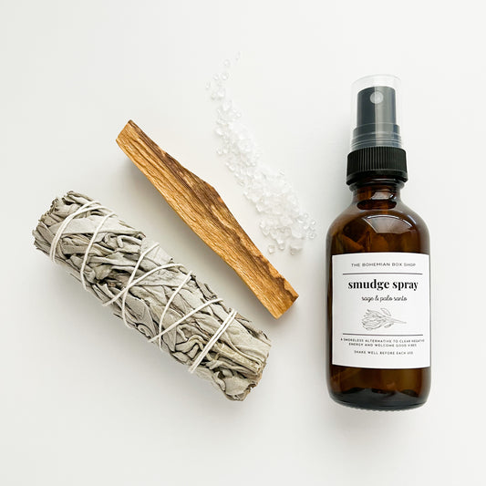 Smudge Spray - Palo Santo, White Sage, Dead Sea Salt - Positive Energy Spray - Clearing and Protection Spray