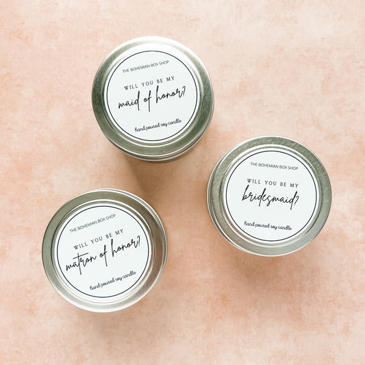 Will you be my bridesmaid, maid of honor soy candle 