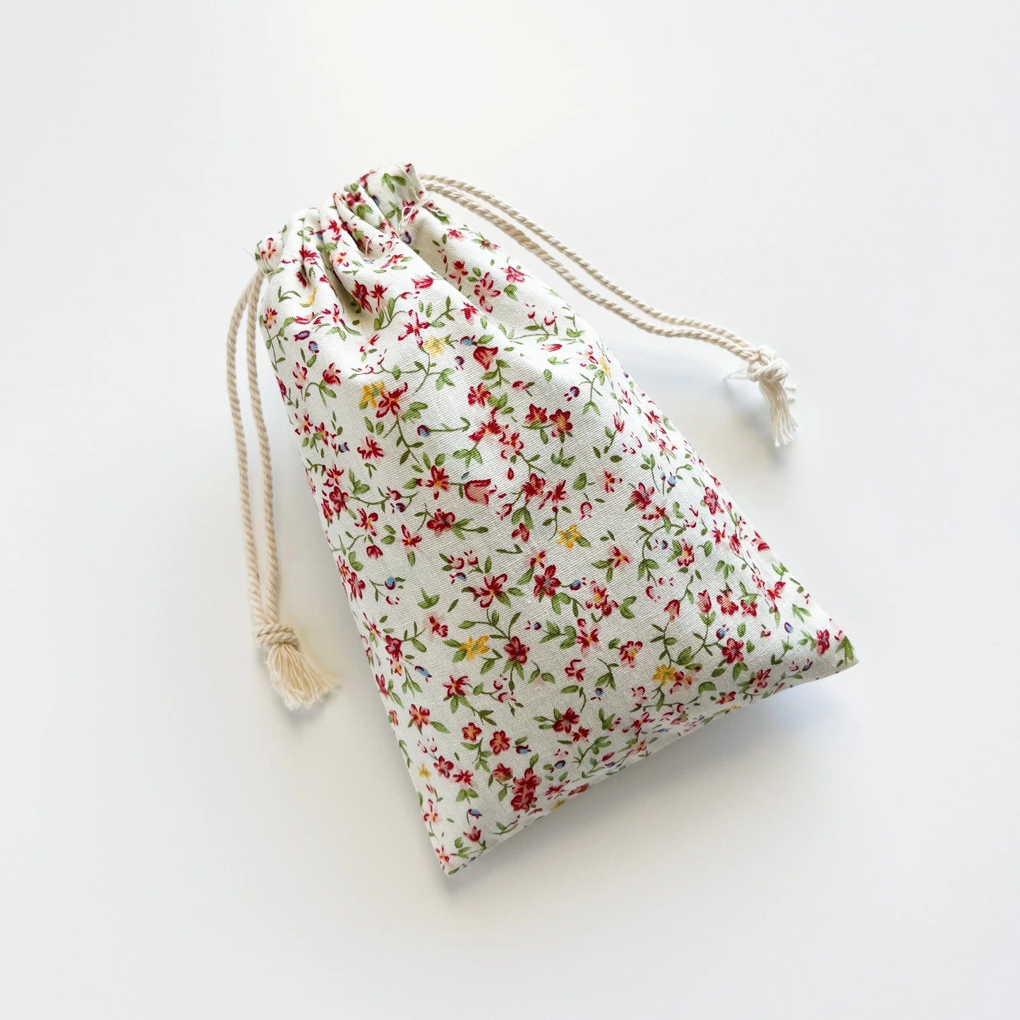 dried lavender sachet, floral fabric drawstring bag