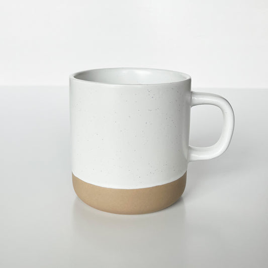 White Speckled Ceramic Mug With Neutral Clay Bottom - Boho Mugs - Customizable Care Packages