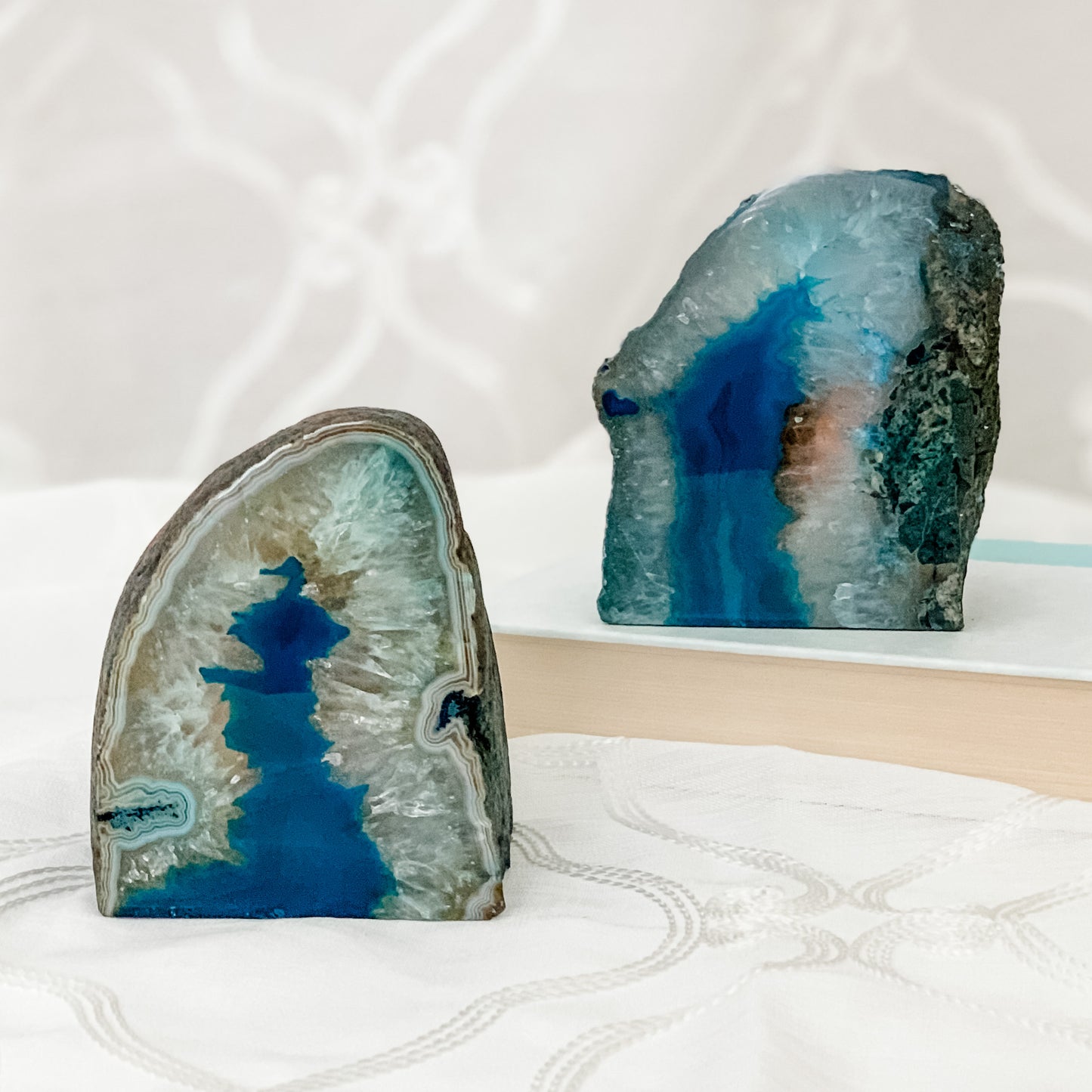 Blue Agate Candle Holder - Crystal Decor