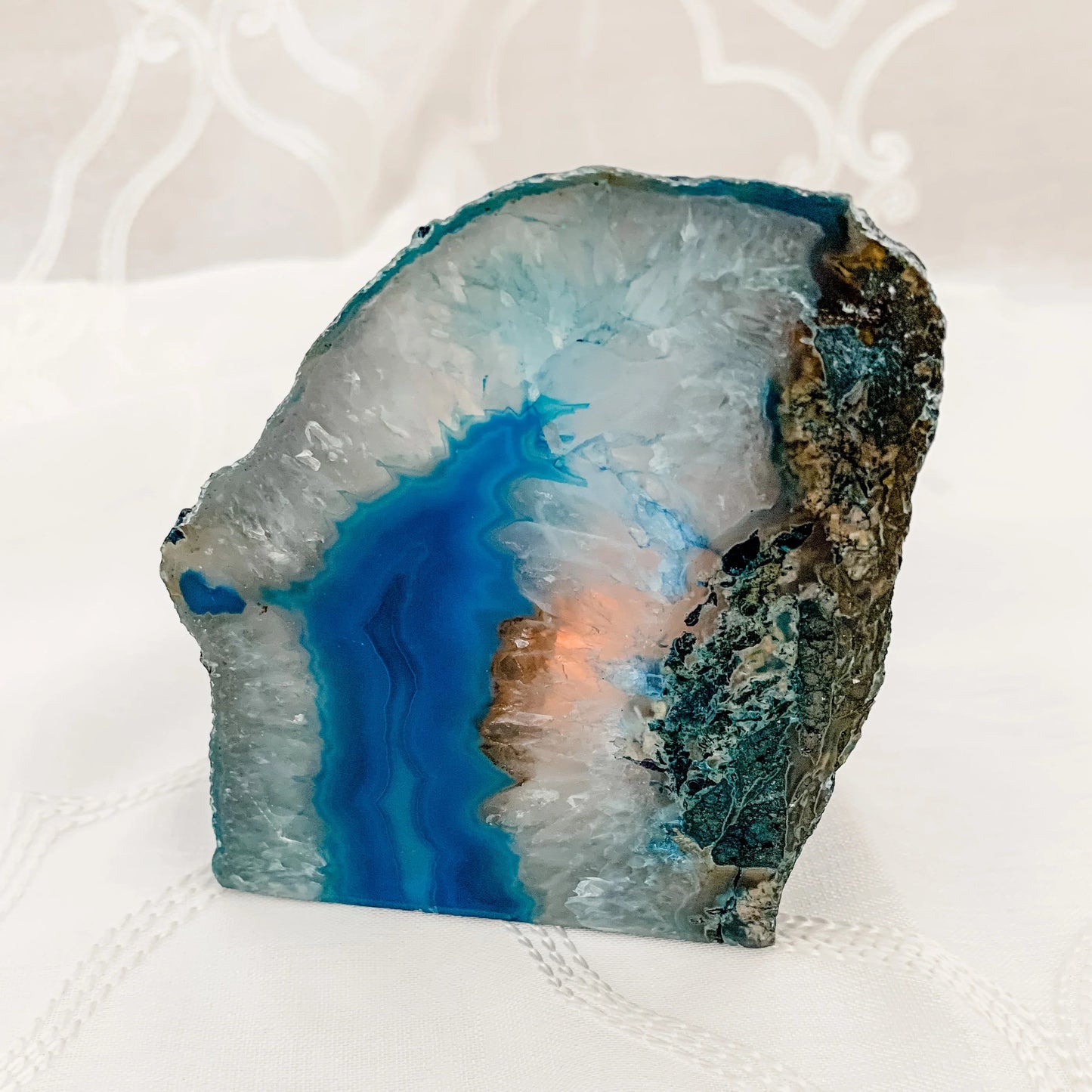 Blue Agate Candle Holder - Crystal Decor