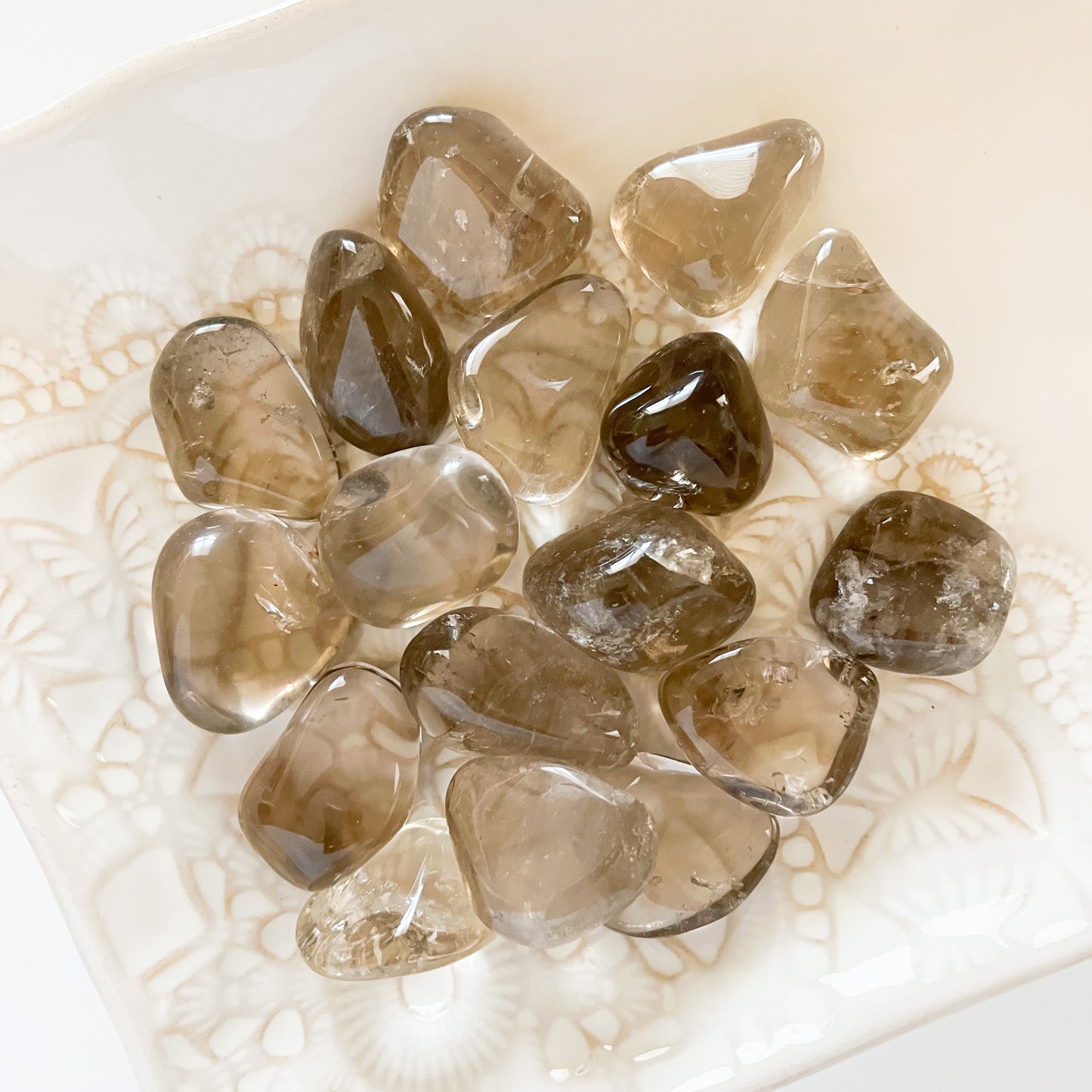 Smoky Quartz Tumbled Crystal with complementary keepsake information card