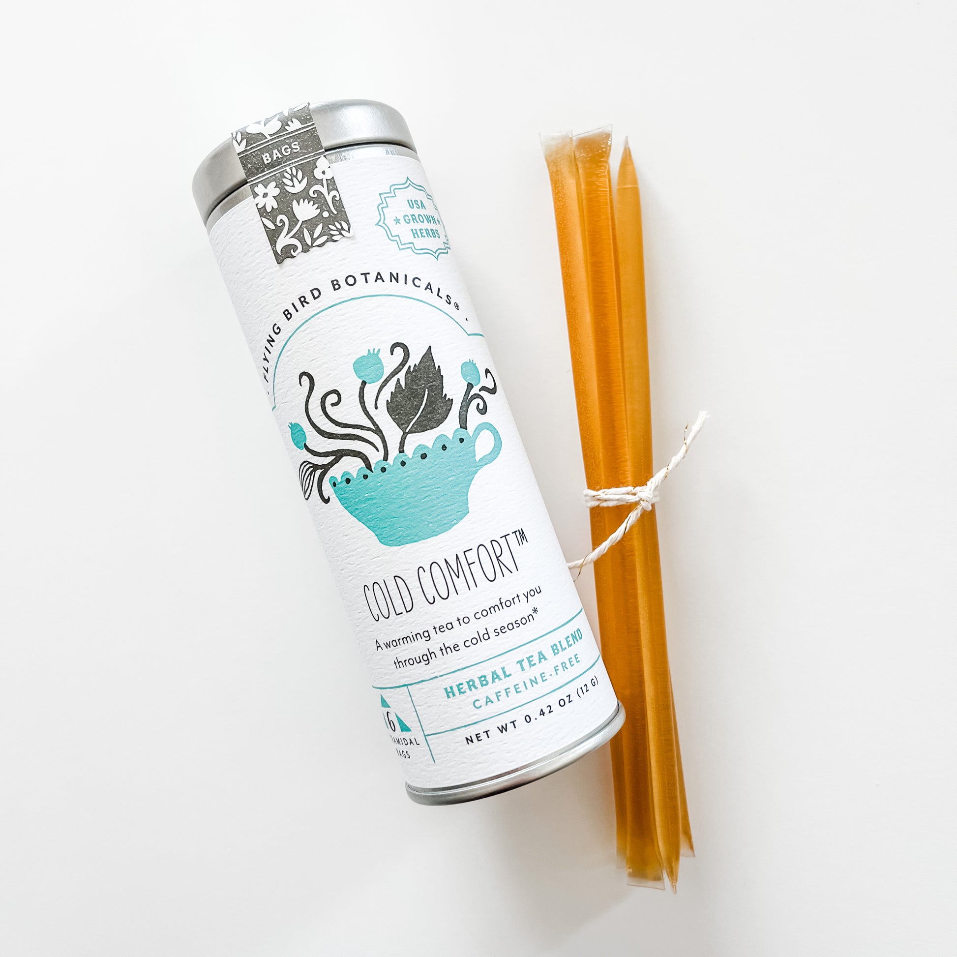 cold comfort tea and honey sticks