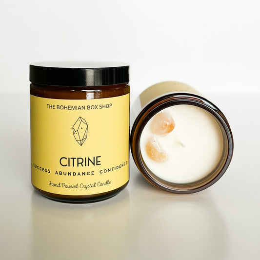 Citrine Crystal Soy Candle / Success, Abundance, Confidence