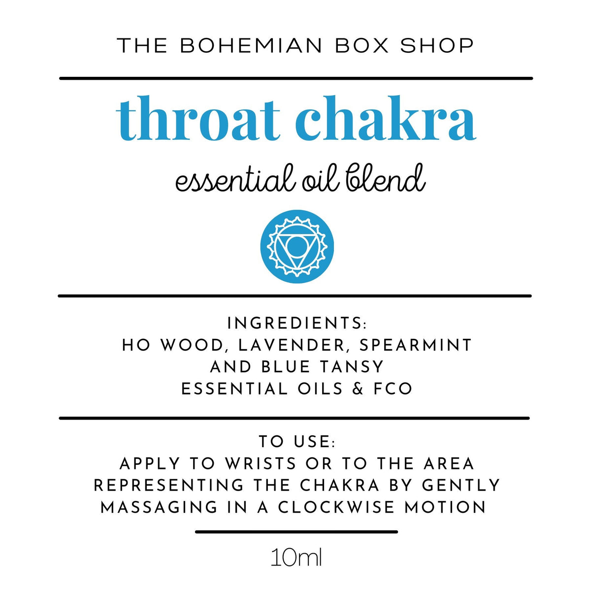 Throat chakra essential oil blend ingredients and directions for use 